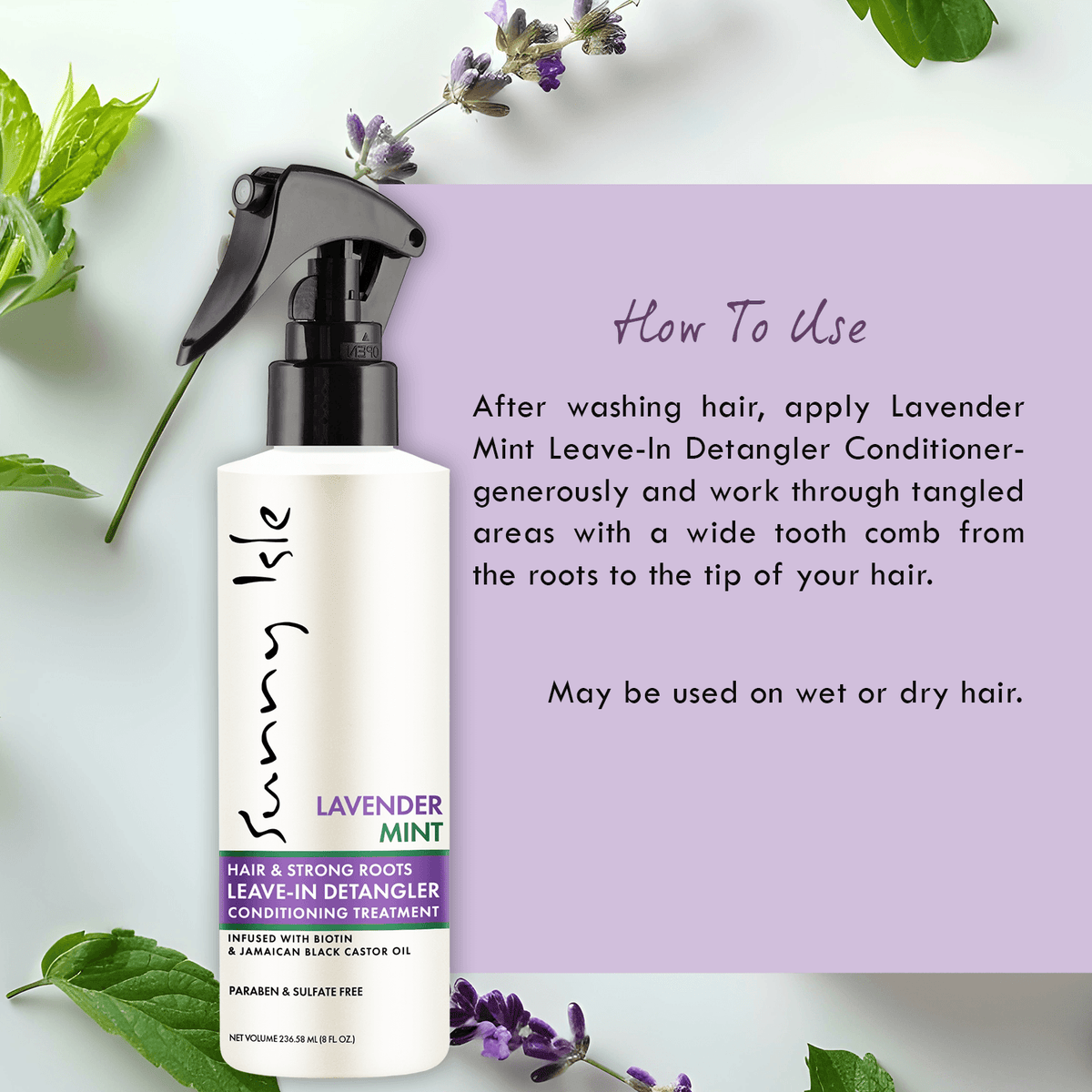 Sunny Isle Lavender Mint Leave In Detangler Conditioning Treatment 8oz