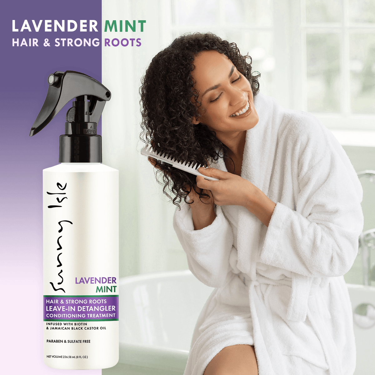 Sunny Isle Lavender Mint Leave In Detangler 8oz Lifestyle Curly Hair