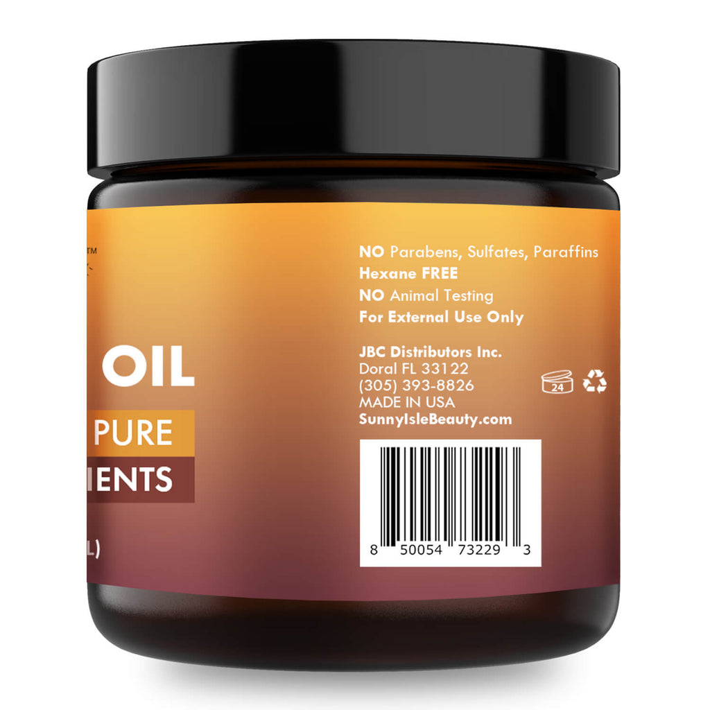 Sunny Isle 100 Raw and Pure Batana Oil 4oz jar right upc