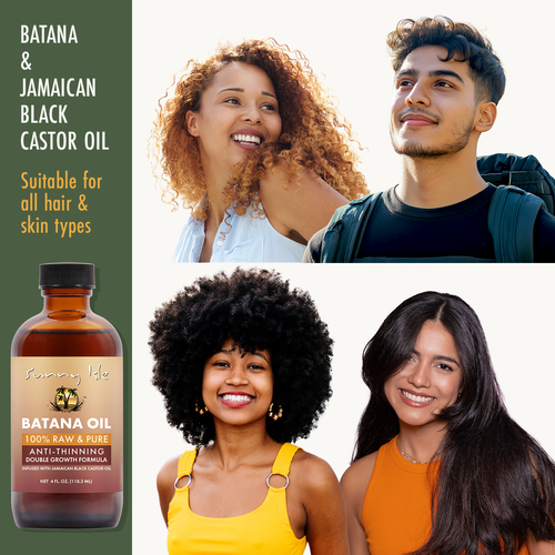 Sunny Isle Anti Thinning Batana Oil Infused with Jamaican Black Castor Oil 4oz