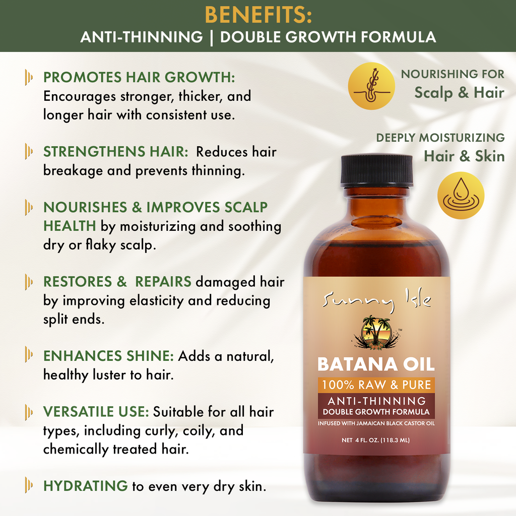 Sunny Isle Anti Thinning Batana Oil Infused with Jamaican Black Castor Oil 4oz