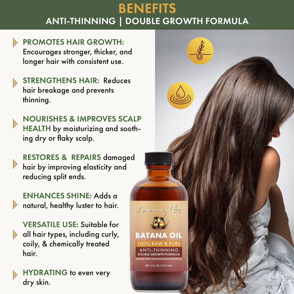 Sunny Isle Anti Thinning Batana Oil Infused with Jamaican Black Castor Oil 4oz