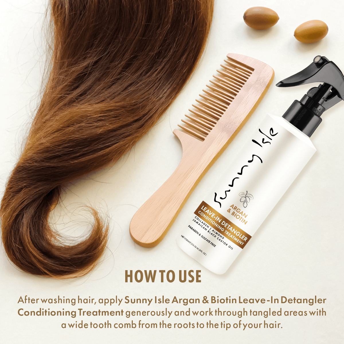 Sunny Isle Argan and Biotin Leave In Detangler Conditioning Treatment 8oz