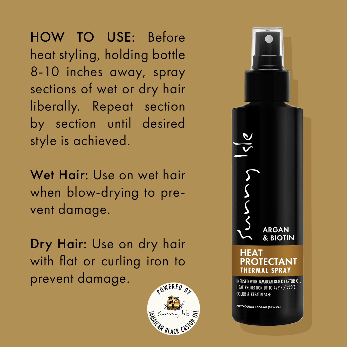 Sunny Isle Argan and Biotin Heat Protectant Thermal Spray 6oz
