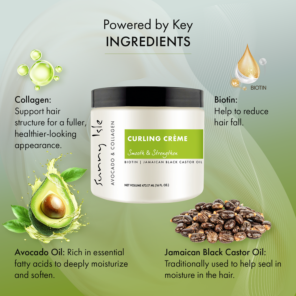 Sunny Isle Avocado and Collagen Nourishing Hydrating Curling Creme 16oz