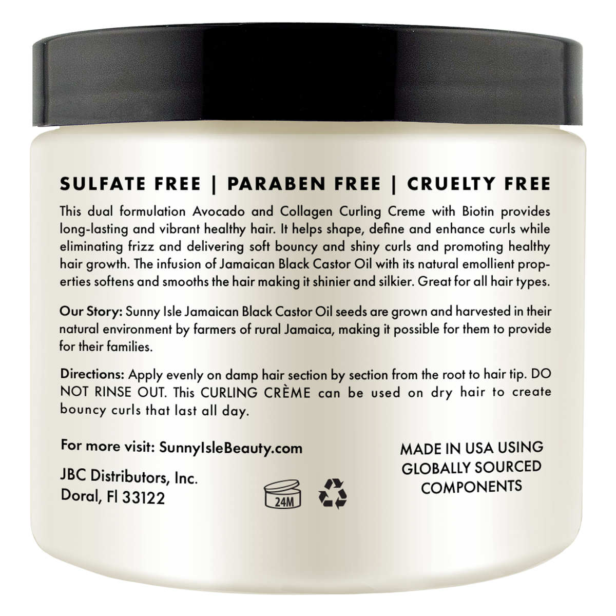 Sunny Isle Avocado and Collagen Nourishing Hydrating Curling Creme 16oz