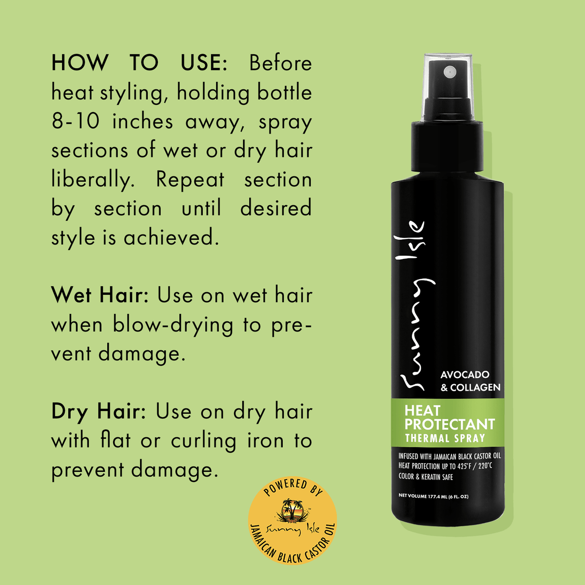 Sunny Isle Avocado and Collagen Heat Protectant Thermal Spray 6oz