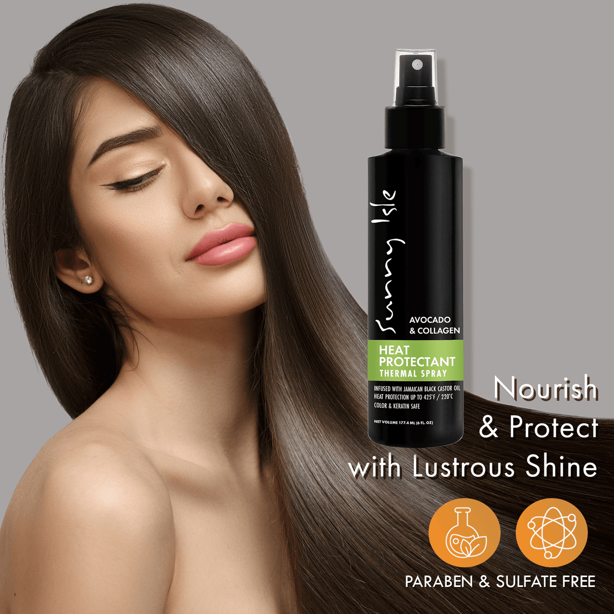 Sunny Isle Avocado and Collagen Heat Protectant Thermal Spray 6oz