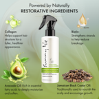 Sunny Isle Avocado and Collagen Leave In Detangler Conditioning 8oz infographic featuring restorative ingredients