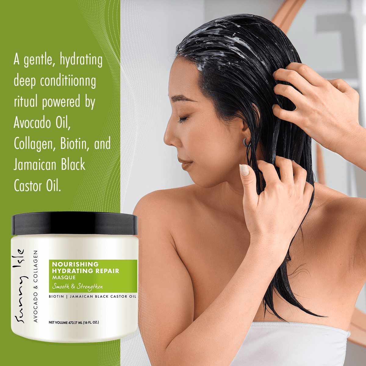 Sunny Isle Avocado and Collagen Nourishing Hydrating Repair Masque 16oz