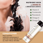 Sunny Isle Batana Anti Thinning Extreme Hydrating Conditioner 12oz with model conditioning hair in the shower frizz control