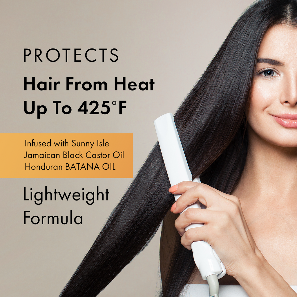 Sunny Isle Batana Heat Protectant Thermal Spray 6oz Lightweight Formula protects hair from heat up to 425 F