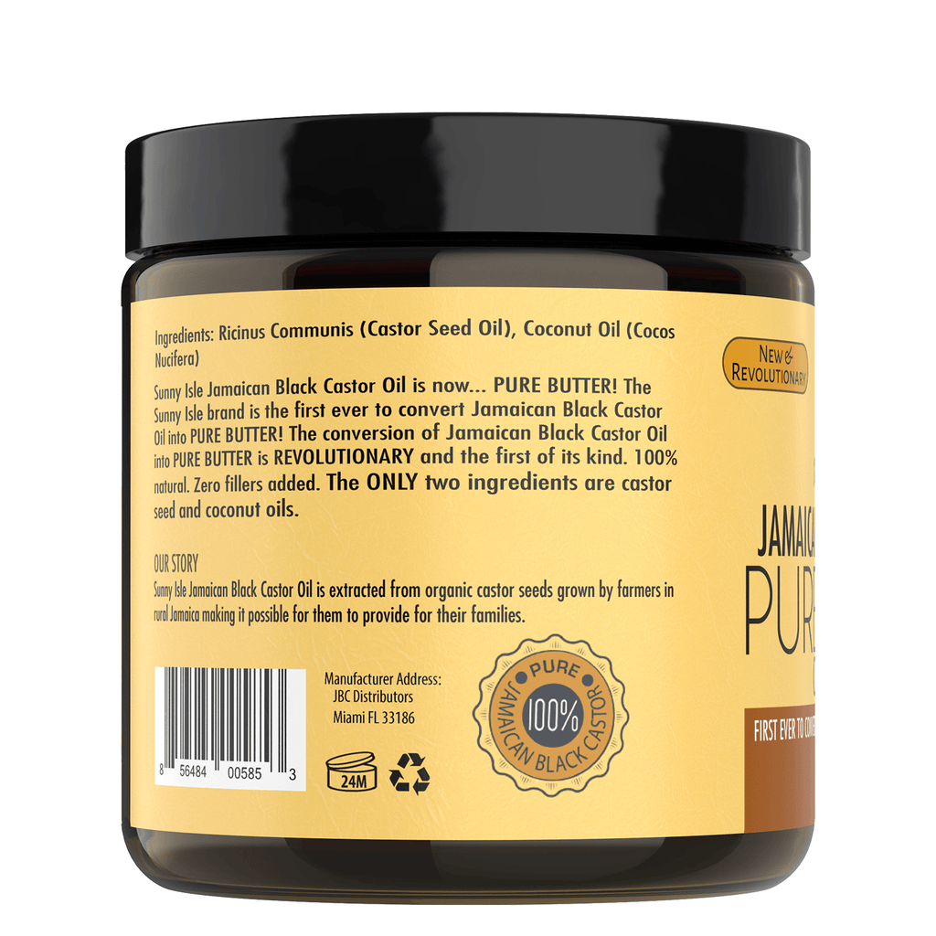 Sunny Isle Jamaican Black Castor Oil Pure Butter with Coconut Oil 4oz ingredient and barcode