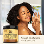Sunny Isle Jamaican Black Castor Oil Pure Butter with Coconut Oil 4oz with natural hair and skin model lifestyle