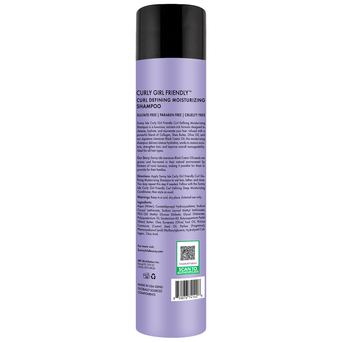 Sunny Isle Curly Girl Friendly Curl Defining Moisturizing Shampoo 10.1oz