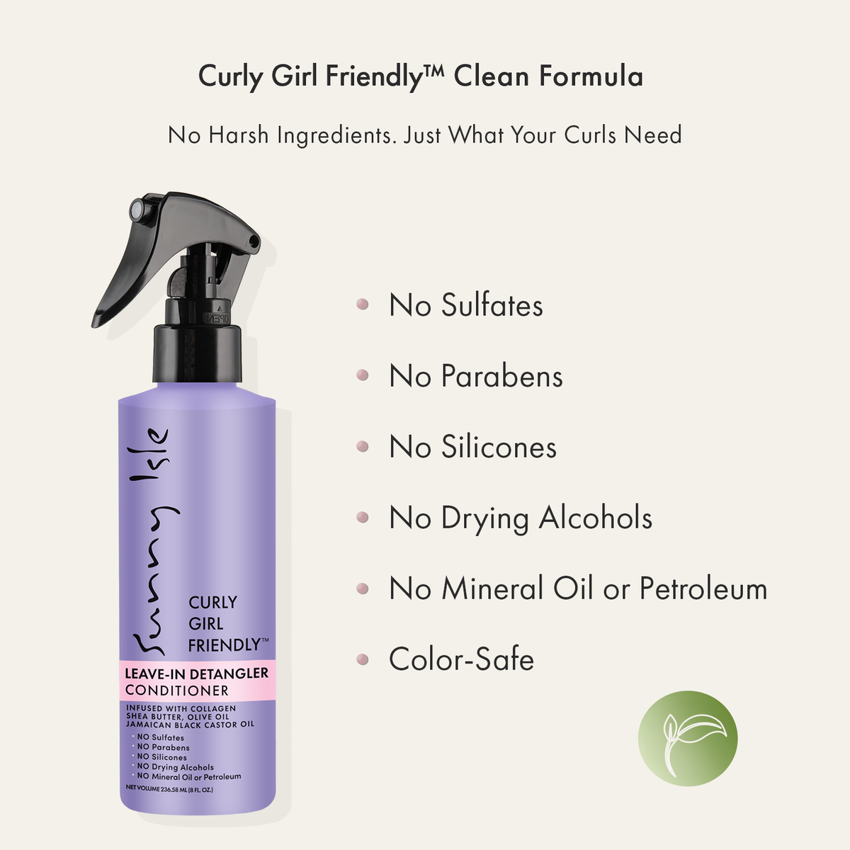 Sunny Isle Curly Girl Friendly Leave In Detangler Conditioner 8oz
