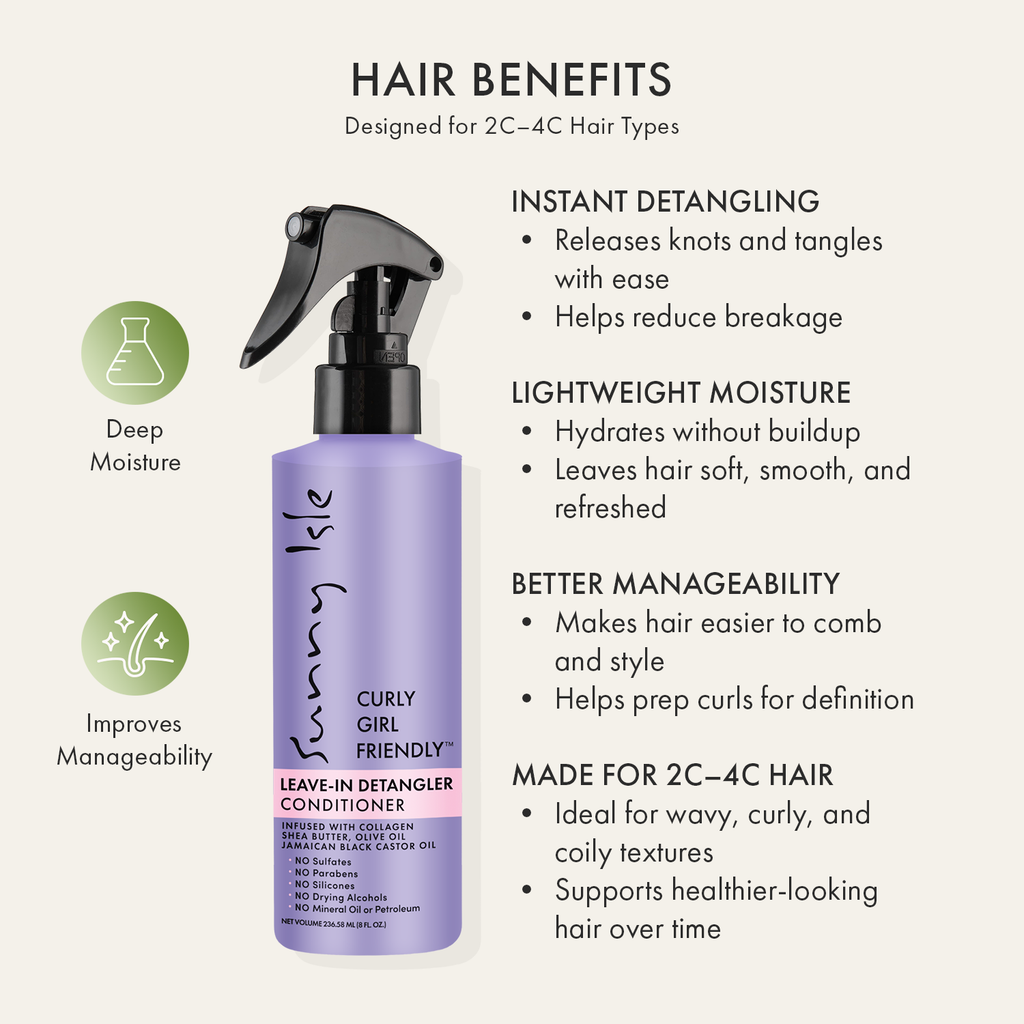 Sunny Isle Curly Girl Friendly Leave In Detangler Conditioner 8oz
