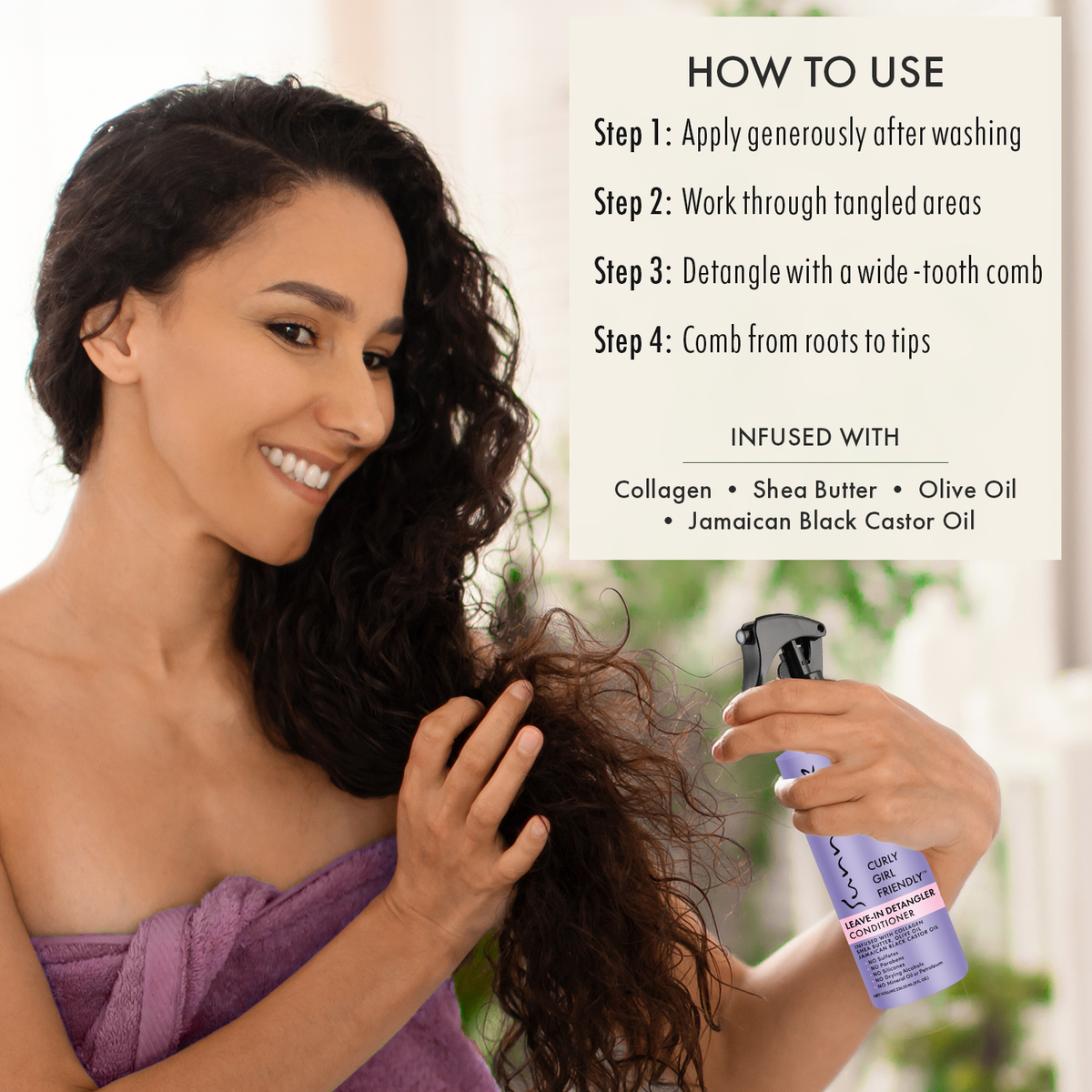 Sunny Isle Curly Girl Friendly Leave In Detangler Conditioner 8oz