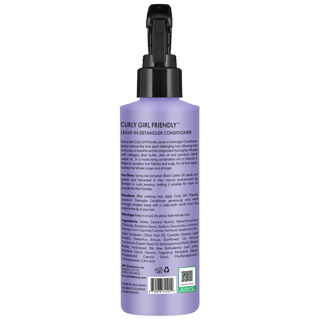 Sunny Isle Curly Girl Friendly Leave In Detangler Conditioner 8oz