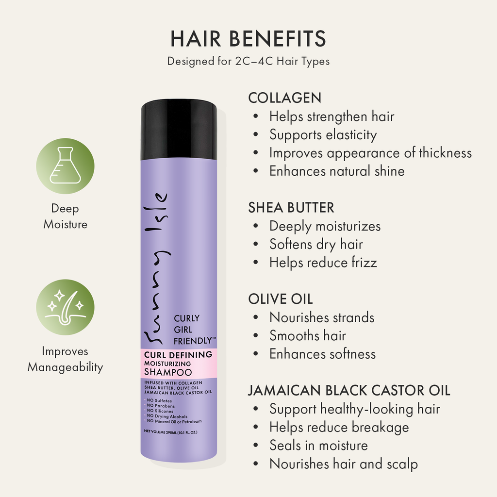 Sunny Isle Curly Girl Friendly Curl Defining Moisturizing Shampoo 10.1oz