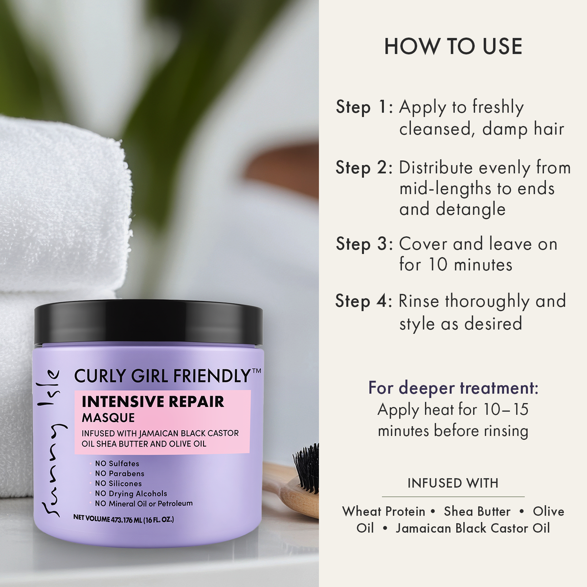 Sunny Isle Curly Girl Friendly Intensive Repair Masque 16oz