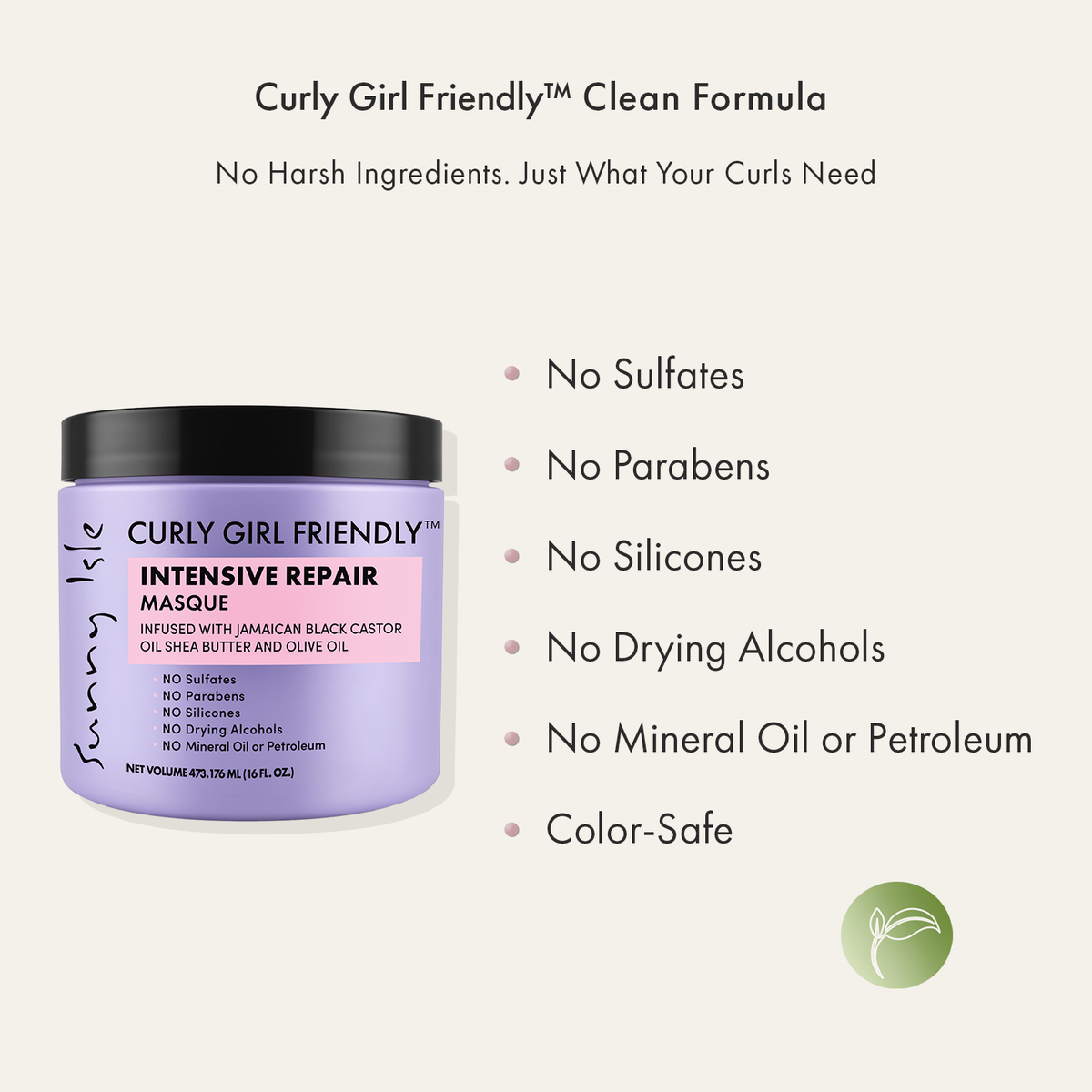 Sunny Isle Curly Girl Friendly Intensive Repair Masque 16oz