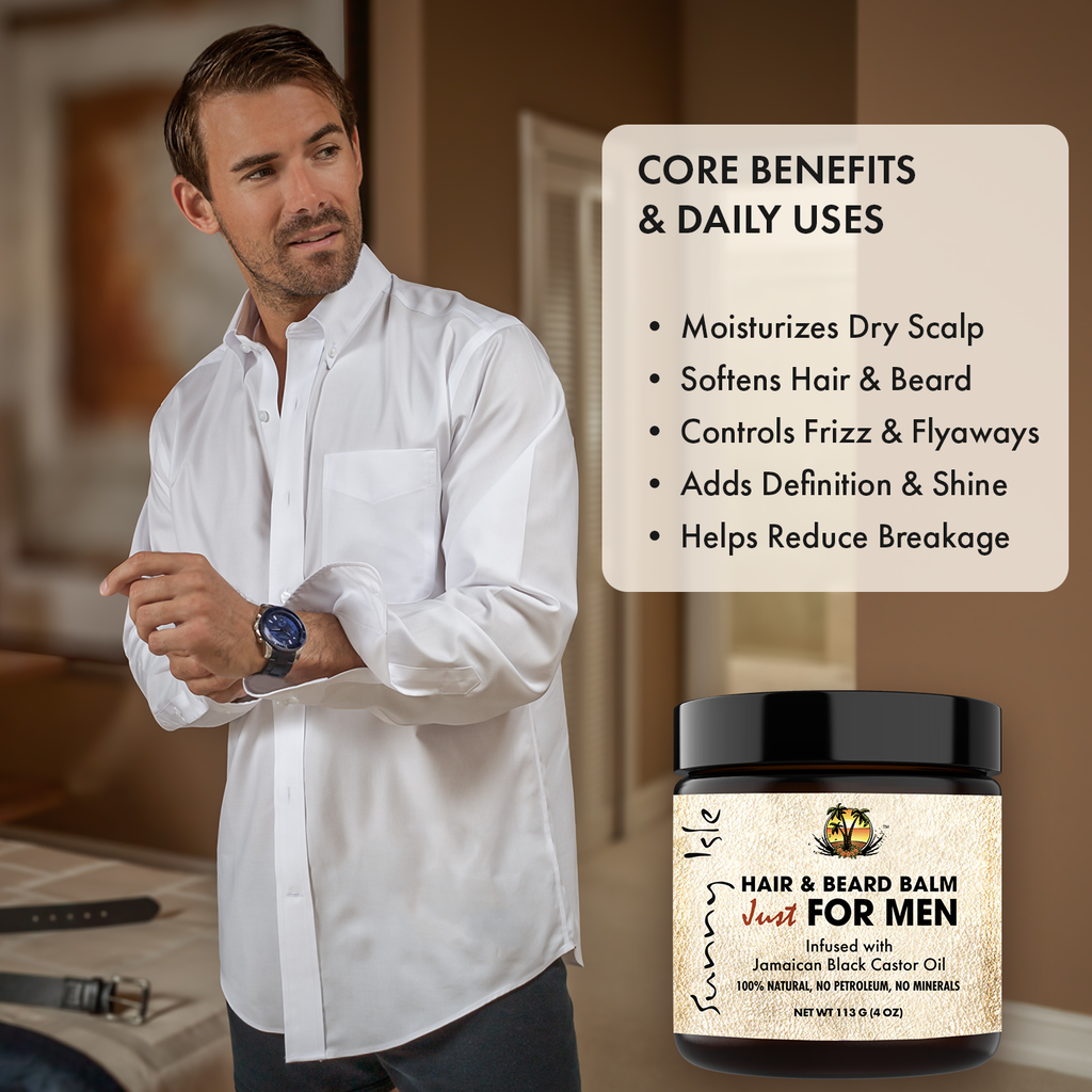 Sunny Isle Hair and Beard Balm Just For Men Pomade 4oz