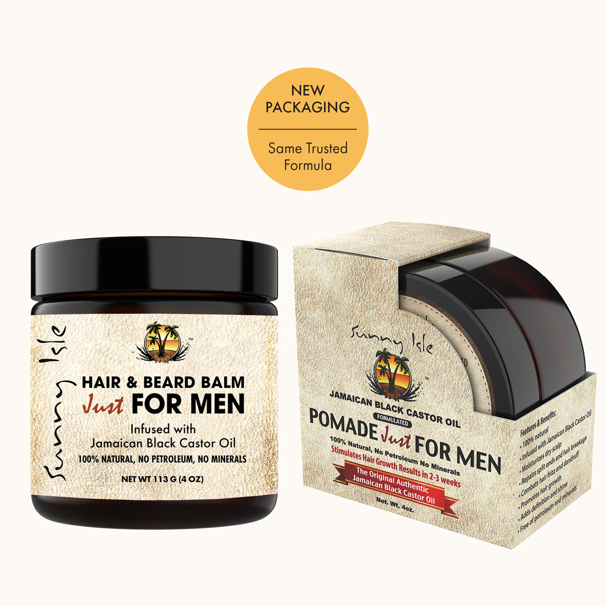 Sunny Isle Hair and Beard Balm Just For Men Pomade 4oz