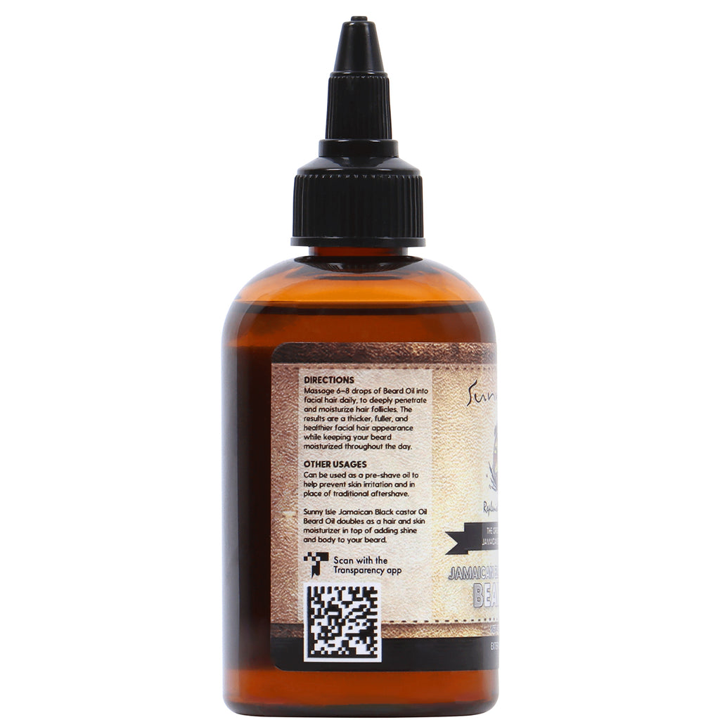 Sunny Isle Jamaican Black Castor Oil Beard Oil 4oz bottle left directions and other useages