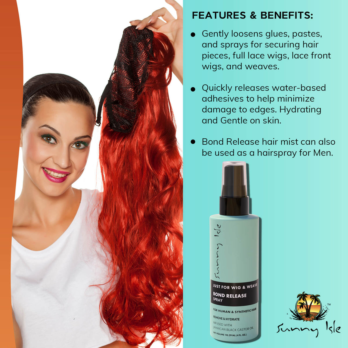 Sunny Isle Just for Wig Weave Braid and Extensions Bond Release Spray 4oz