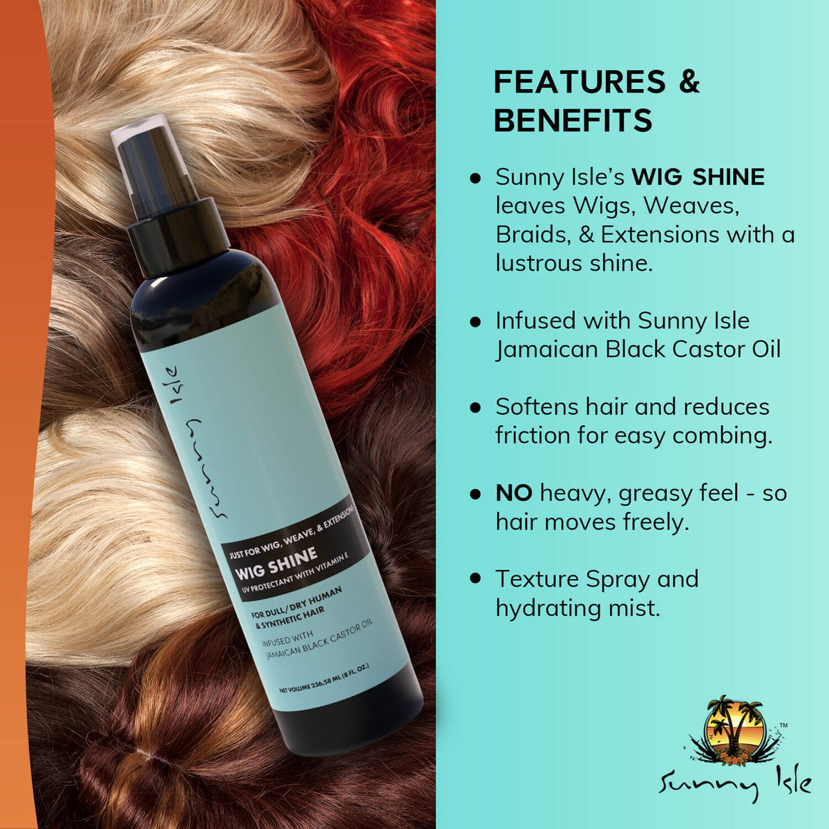 Sunny Isle Just for Wig Weave Braid and Extensions Wig Shine 8oz