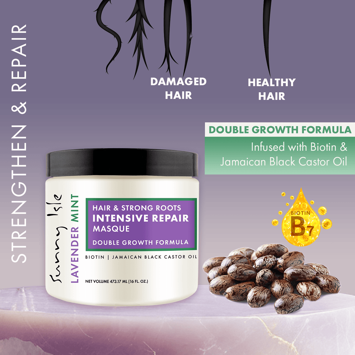 Sunny Isle Lavender Mint Hair and Strong Roots Intensive Repair Masque 16oz