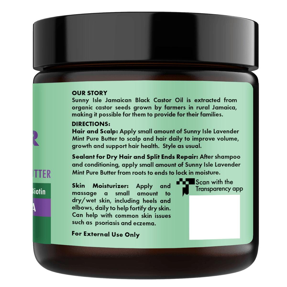 Sunny Isle Lavender Mint Hair and Strong Roots Pure Butter 4oz Right