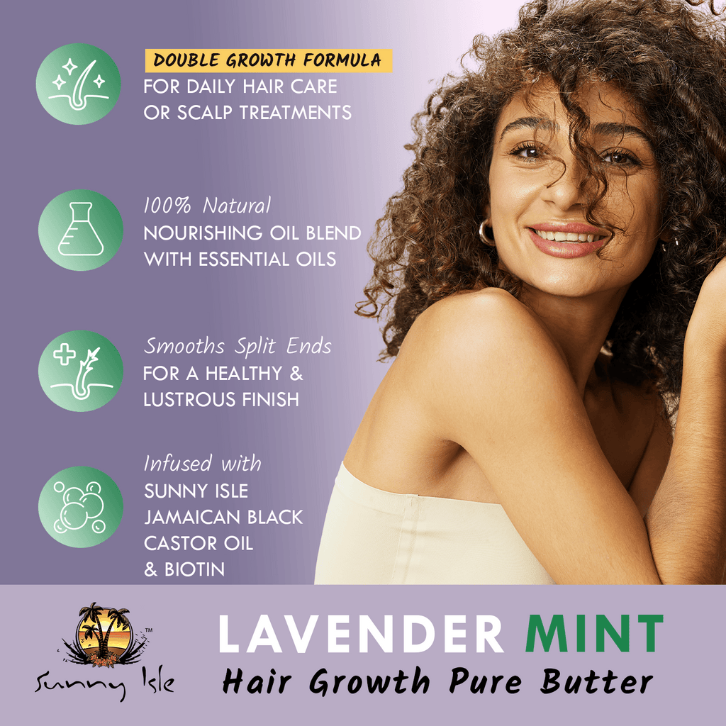 Sunny Isle Lavender Mint Hair Pure Butter 4oz Benefits Smiling Woman