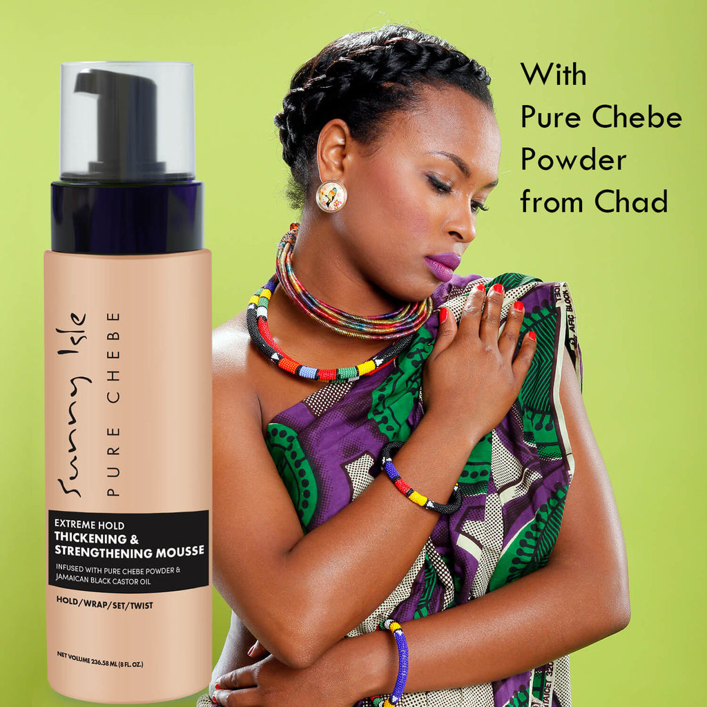 Sunny Isle Pure Chebe Extreme Hold Thickening and Strengthening Mousse 8oz