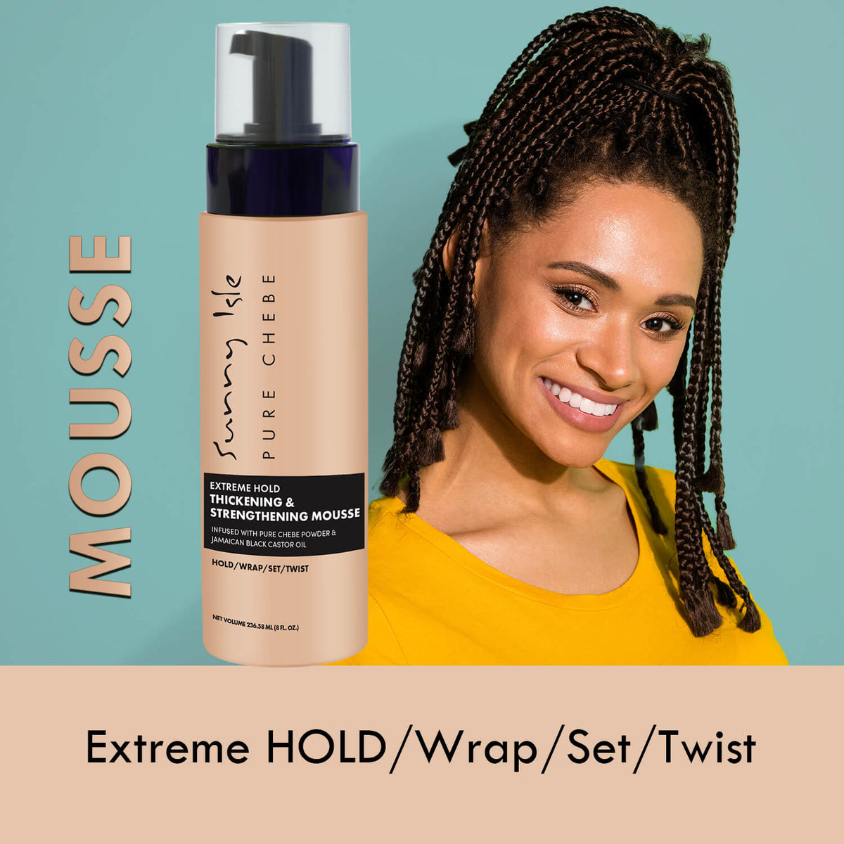 Sunny Isle Pure Chebe Extreme Hold Thickening and Strengthening Mousse 8oz