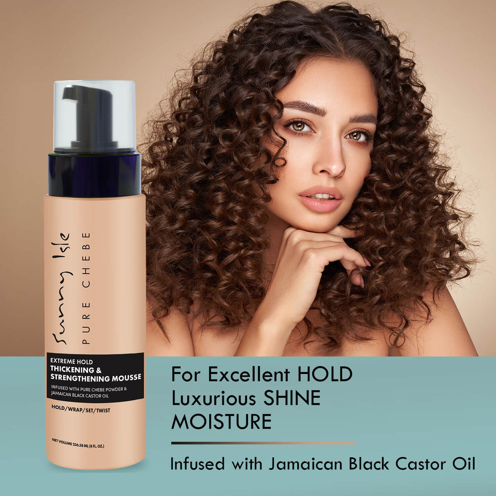 Sunny Isle Pure Chebe Extreme Hold Thickening and Strengthening Mousse 8oz