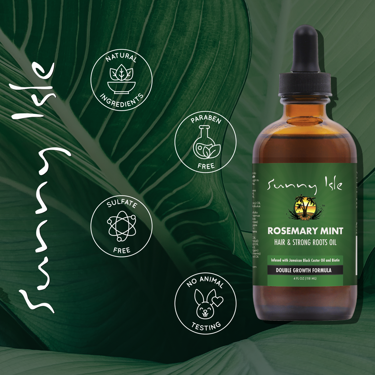 Sunny Isle Rosemary Mint Hair and Strong Roots Oil 4oz
