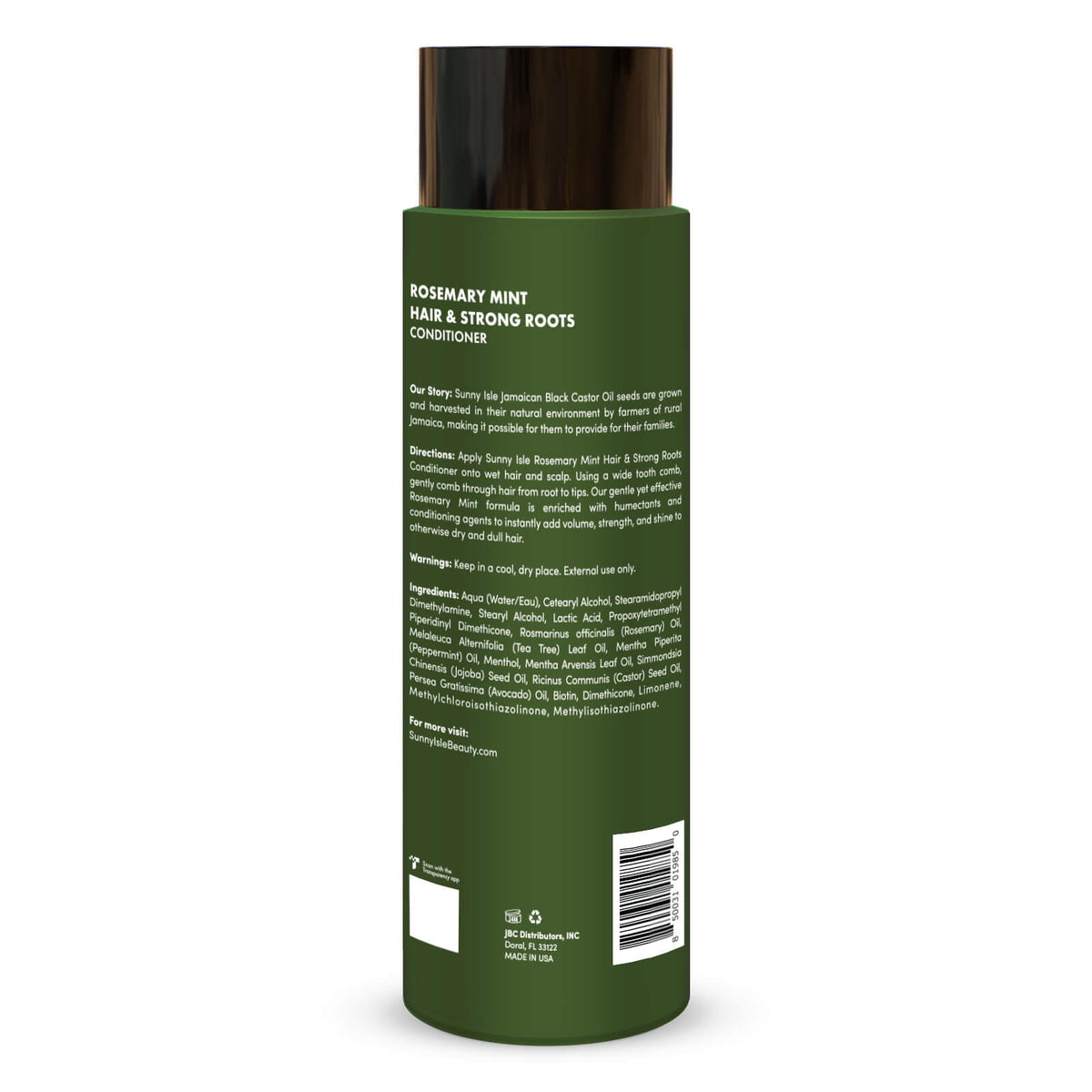 Sunny Isle Rosemary Mint Hair and Strong Roots Conditioner 12oz Back directions and ingredients