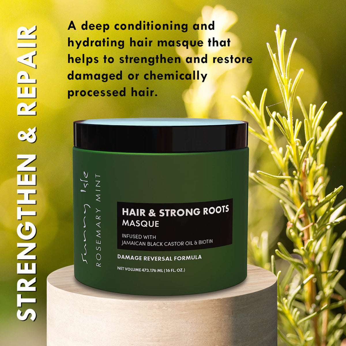 Sunny Isle Rosemary Mint Hair and Strong Roots Masque 16oz