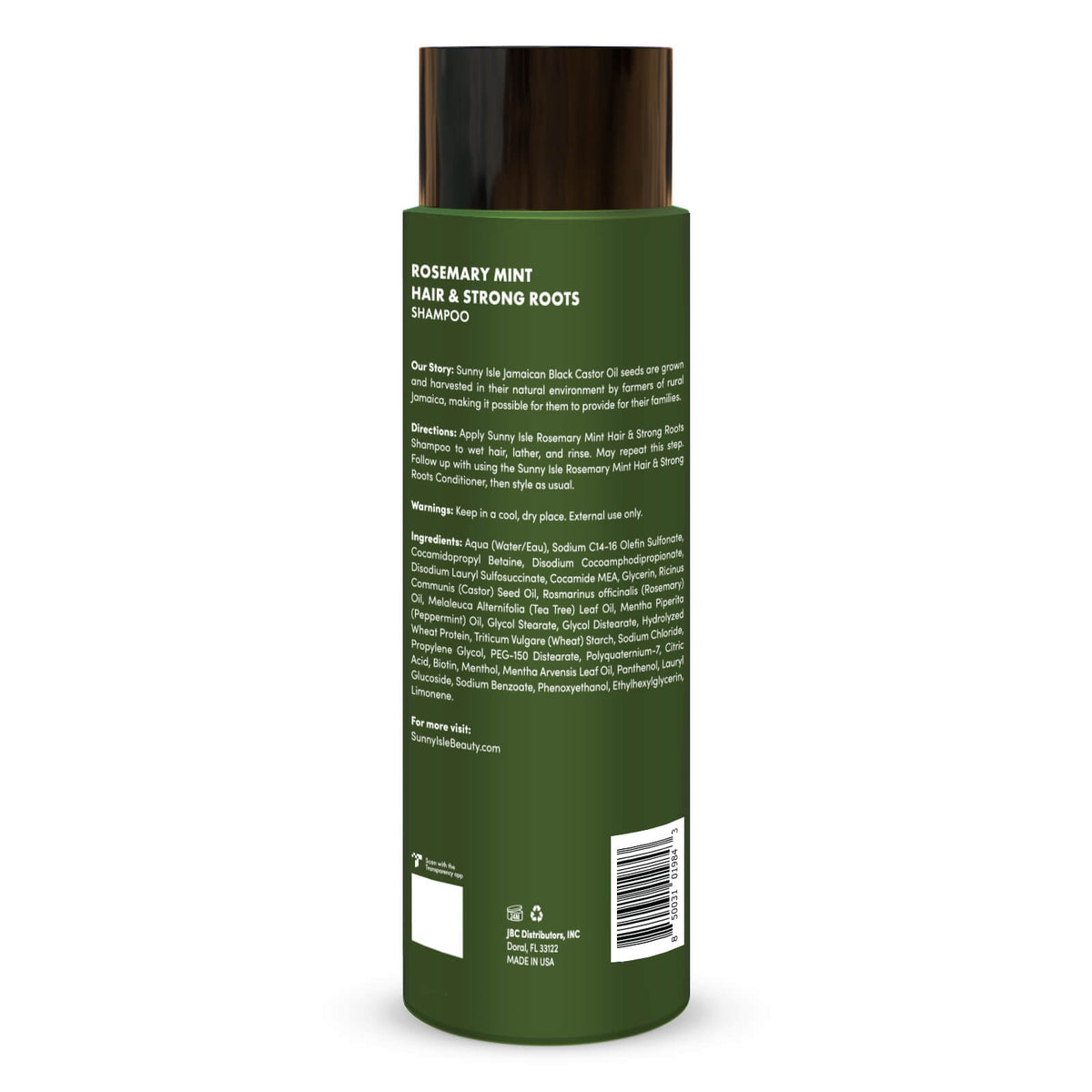 Sunny Isle Rosemary Mint Hair and Strong Roots Shampoo 12oz Back