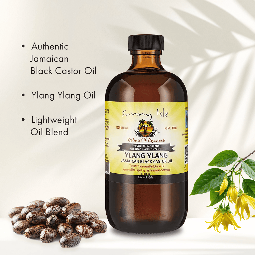 Sunny Isle Ylang Ylang Jamaican Black Castor Oil 8oz Authentic Lightweight Castor Seeds
