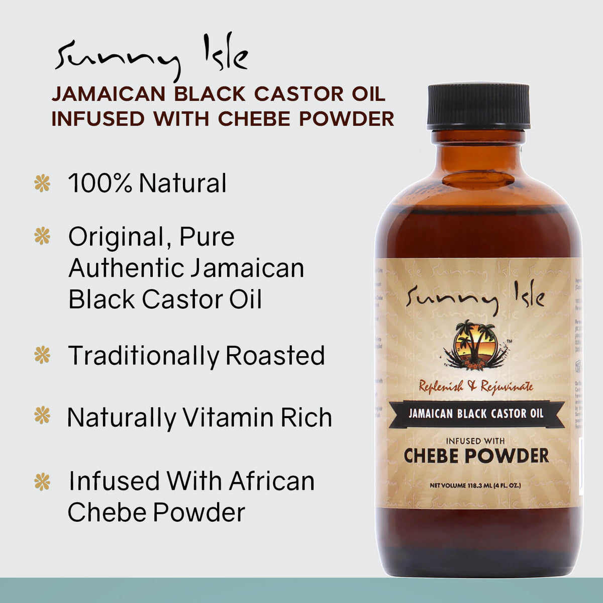 Sunny Isle Jamaican Black Castor Oil Infused with Chebe Powder 4oz