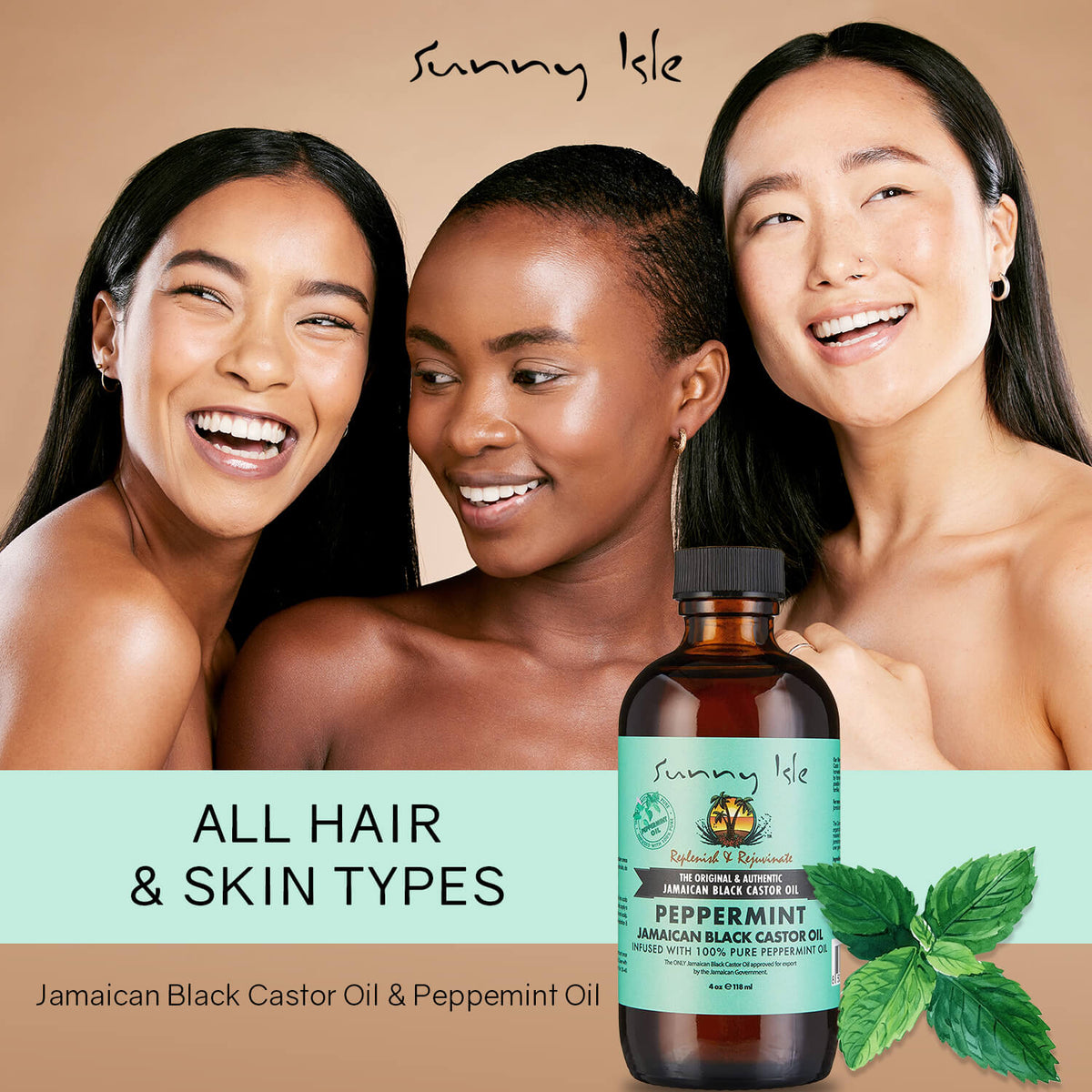 Sunny Isle Jamaican Black Castor Oil with Peppermint 4oz