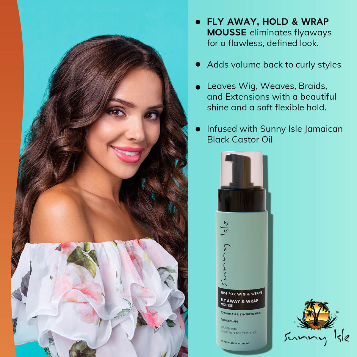 Sunny Isle Just for Wig Weave Braid and Extensions Fly Away and Wrap Mousse 8oz